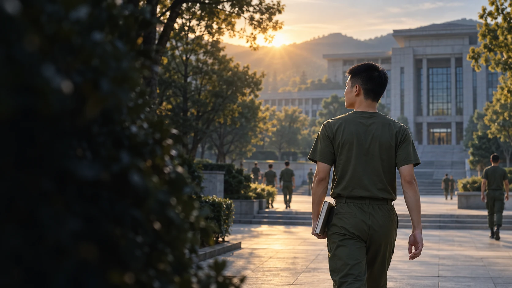 青年在军校学习环境中的成长愿景示意